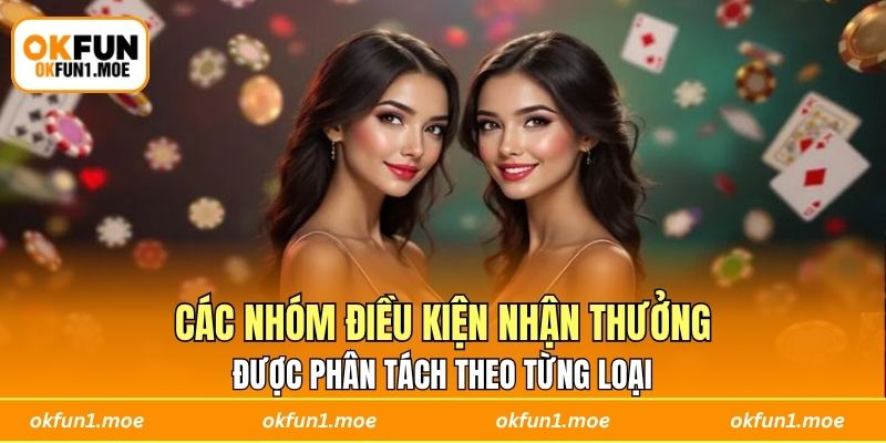 Các nhóm điều kiện nhận thưởng được phân tách theo từng loại