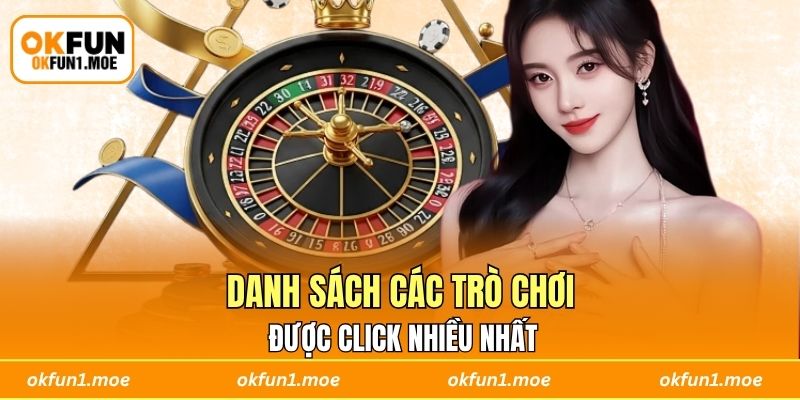 Danh sách các trò chơi được click nhiều nhất